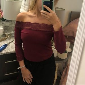 Red off the shoulder top